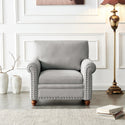 Living Room Sofa Single Seat Chair With Wood Leg Grey Fabric