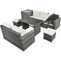 Outdoor 6-Piece All Weather PE Rattan Sofa Set, Garden Patio Wicker Sectional Furniture Set With Adjustable Seat, Storag