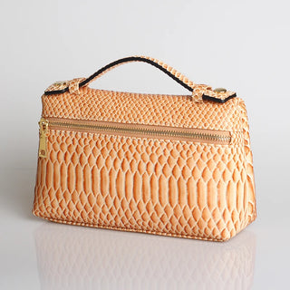 Buy sna-apricot-l Snake Pattern Clutch Make Up Bags