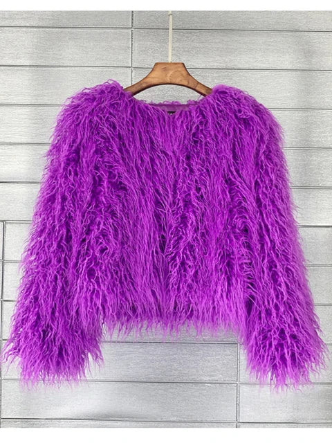 Fur Coats Women Autumn Winter Top Fashion Pink Faux Fur Coat Elegant Thick Warm Faux Fur Jackets for Women 2022