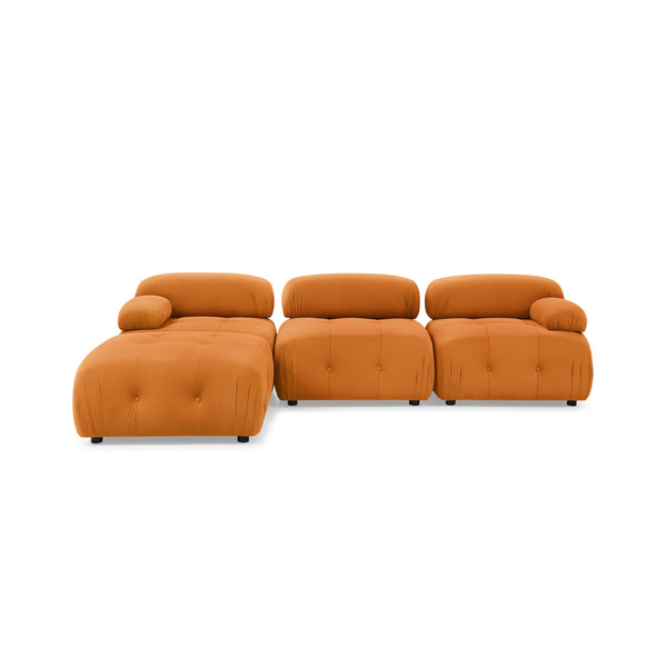 Modular Sectional Sofa, Button Tufted Designed and DIY Combination,L Shaped Couch With Reversible Ottoman, Orange Velvet