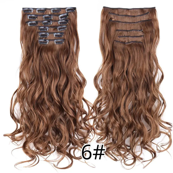 22Inch Synthetic Long Curly 16Clips Clip in Hair Extensions