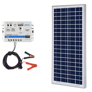 ACOPOWER 35W 12V Solar Charger Kit, 5A Charge Controller With Alligator Clips