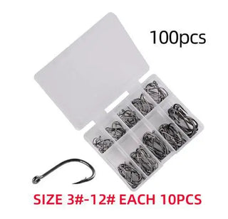 100pcs/Box Fishing Hooks Set With Fishing Tackle Box Saltwater Fresh Water