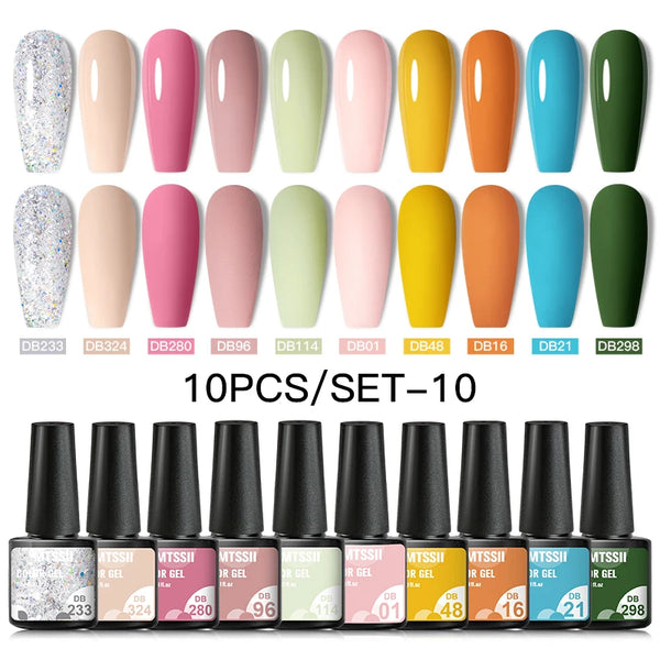 10/12pcs Spring Macaron Nail Gel Polish Set