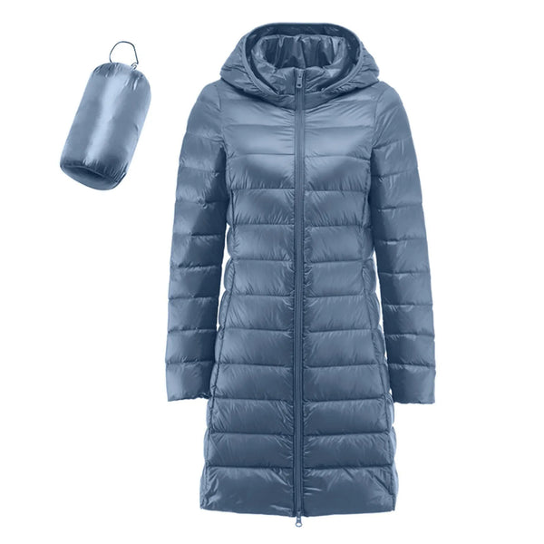 Women Warm Winter Coat Long Sleeve Solid Color Down Jackets Pockets Casual Hooded Down Coats Female Outerwear Padded Clothes