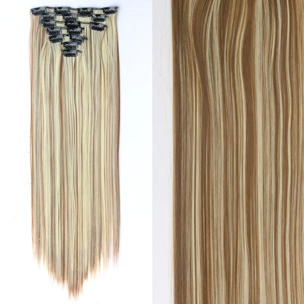 22Inch Long Straight Wavy Hair Extension 7Pcs/Set 16 Clips