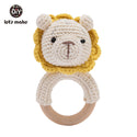 Let's Make Baby Rattles Set Crochet Animal Elk Amigurumi Elephant Baby Teether Wooden Pacifier ChainBPA Free Nursing Rattle Toys