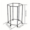 360 Rotating Freestanding Clothing Rack, Hexagonal Carbon Steel Organizer with Wheels