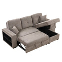 Reversible Sleeper Sectional Sofa Bed With Side Shelf and 2 Stools,Pull-Out L-Shaped Sofa Bed,Corner Sofa-Bed With Stora