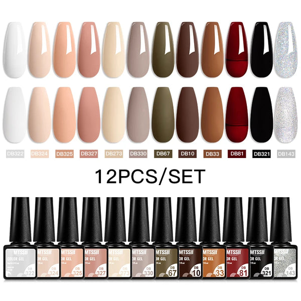 10/12pcs Spring Macaron Nail Gel Polish Set