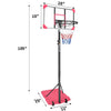 Kids Basketball Hoop Adjustable 5.6-7ft with Wheels