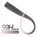 Pageup Rainbow Hair Extension Clip One Piece Synthetic Fake Colored Hair Pieces Pink Long 20" False Clip in Hair Extensions