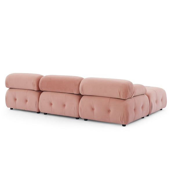 Modular Sectional Sofa, Button Tufted Designed and DIY Combination,L Shaped Couch With Reversible Ottoman, Pink Velvet