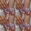 Purple and white long acrylic nails