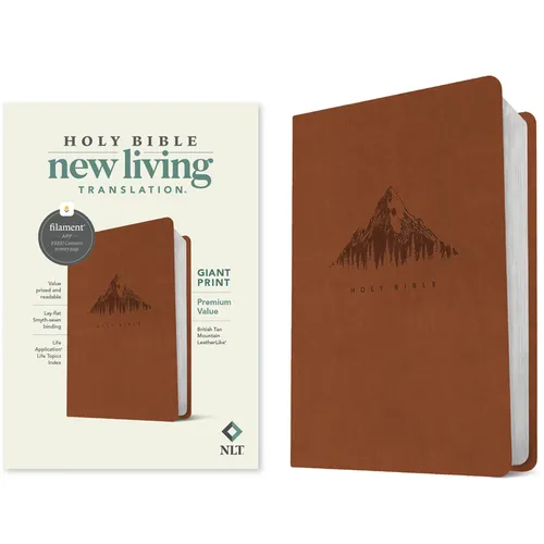 NLT Giant Print Premium Value Bible, Filament Enabled (Leatherlike, British Tan Mountain) - Imitation Leather