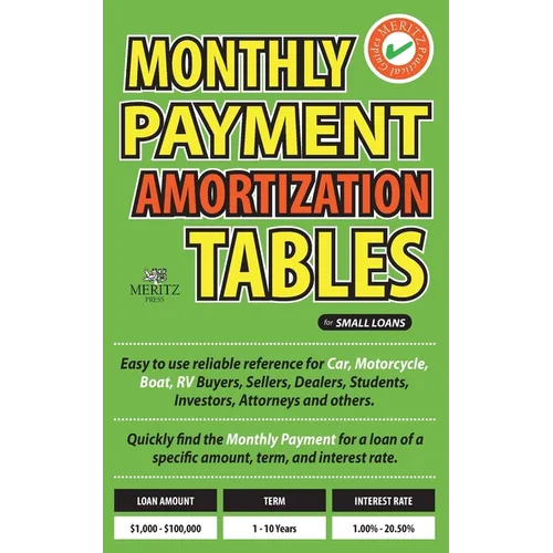 Monthly Payment Amortization Tables for Small Loans: Simple and easy to use reference for car and home buyers and sellers, students, investors, car de - Paperback
