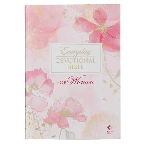 NLT Holy Bible Everyday Devotional Bible for Women New Living Translation, Pink Printed Floral - Hardcover