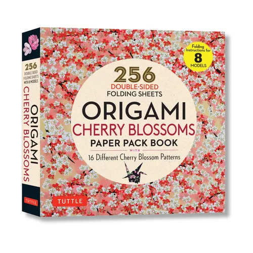 Origami Cherry Blossoms Paper Pack Book: 256 Double-Sided Folding Sheets with 16 Different Cherry Blossom Patterns with Solid Colors on the Back (Incl - Paperback