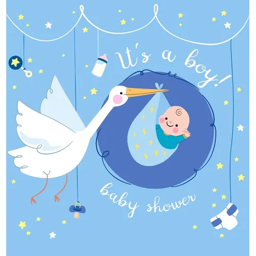 It's a Boy! A Baby Shower Guest Book: A Classic Stork Themed Square Hardcover Square Hardcover Baby Shower Guest Book for Boys with Sign-In Pages, Wis - Hardcover