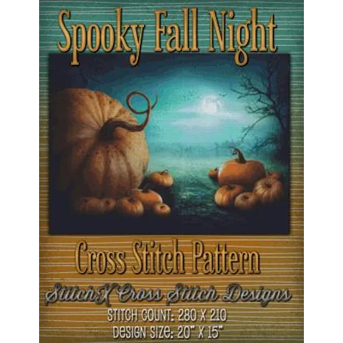 Spooky Fall Night Cross Stitch Pattern - Paperback