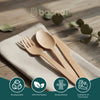 Bosnal – Wooden Disposable Cutlery Set, 6.5 inch, 100 Pcs, Birch Wood Spoons, Forks & Knives