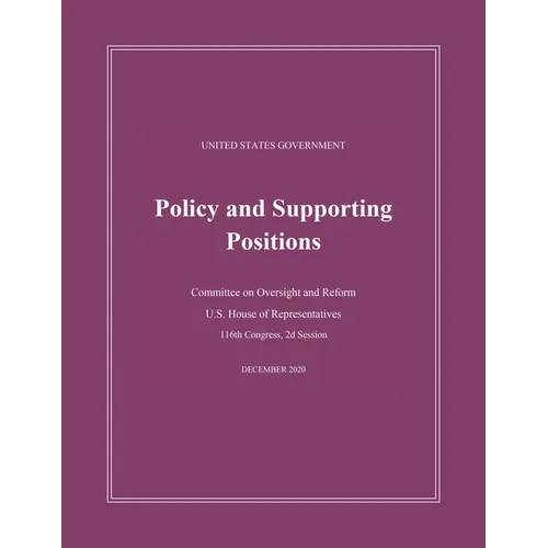 United States Government Policy and Supporting Positions (Plum Book) 2020 - Paperback