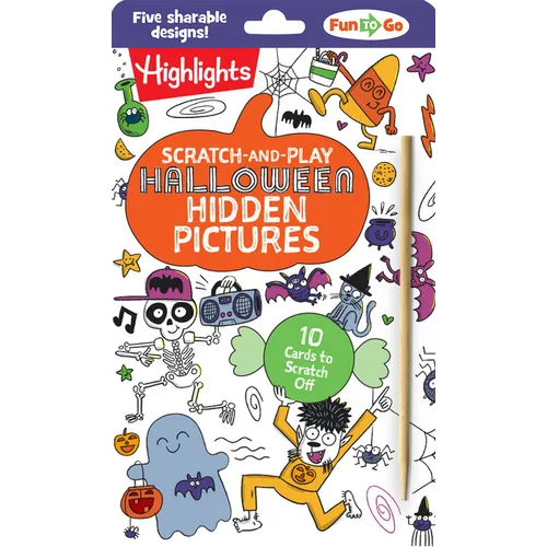 Scratch-And-Play Halloween Hidden Pictures: Halloween Gift for Kids Ages 6 and Up Featuring 10 Scratch-Off Hidden Pictures Cards with a Stylus for On- - Paperback