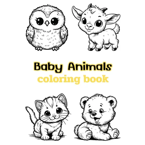 Baby Animals coloring book: Children's coloring pages + word search puzzles - Paperback