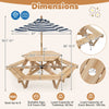 Kids Hexagonal Picnic Table with Umbrella and 6 Benches