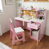 Kids Study Desk and Chair Set with Storage and Bulletin Board