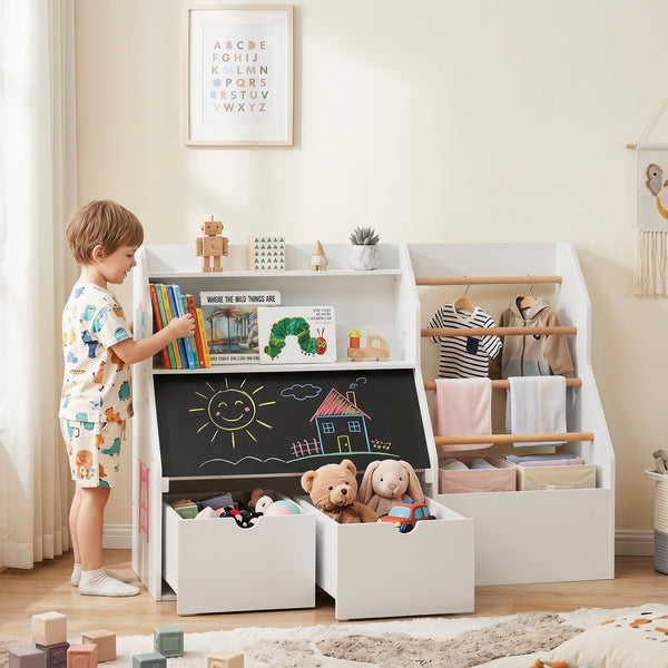 Kids Toy Storage Organizer with Flip-Up Blackboard