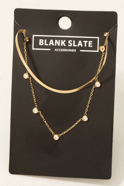 Layered Snake Chain And Lariat Necklace