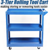 3-Tier Rolling Tool Cart with Wheels, Steel Utility Storage Cart