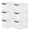 72/97QT Storage Box with Wheels & Lid – Stackable Heavy Duty Organizer 4-6-Pack