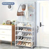 2 in 1 Shoe Rack with Coat Hooks Entryway Organizer 5 Tier Storage Shelf