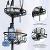 4-Tier Corner Shower Organizer Telescopic Pole Rustproof Bathroom Storage Black