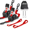 4PCS Retractable Ratchet Tie Down Straps – 10FT Heavy Duty Self-Retracting Cargo Straps for Truck, Trailer & Motorcycle