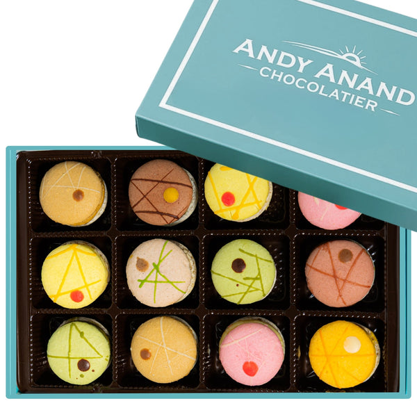 Andy Anand French Macarons, 24-Piece Gift Box – Made Fresh Daily, Assorted Gourmet Flavors, Gluten-Free – Birthday & Holiday Celebration