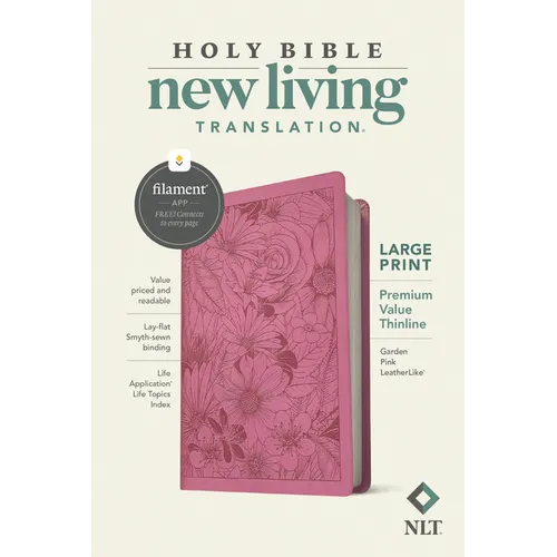 NLT Large Print Premium Value Thinline Bible, Filament Enabled (Leatherlike, Garden Pink) - Imitation Leather