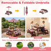 Kids Wooden Picnic Table Set with Umbrella and Sand Boxes