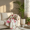 DaDa Bedding Romantic Roses Floral Throw Blanket - Lovely Spring Pink & White Scalloped Colorful Lightweight Breathable - Bright Vibrant Quilted Throw Blanket - 50 x 60
