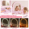 Kids Vanity Table Set with LED Mirror and Stool - Pink