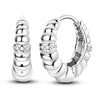 925 Sterling Silver Hoop Earrings with Zircon | Classic U-Shaped Women Jewelry