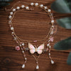 Butterfly Imitation Pearl Multi-Layer Necklace