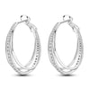 925 Sterling Silver Hoop Earrings with Zircon | Classic U-Shaped Women Jewelry
