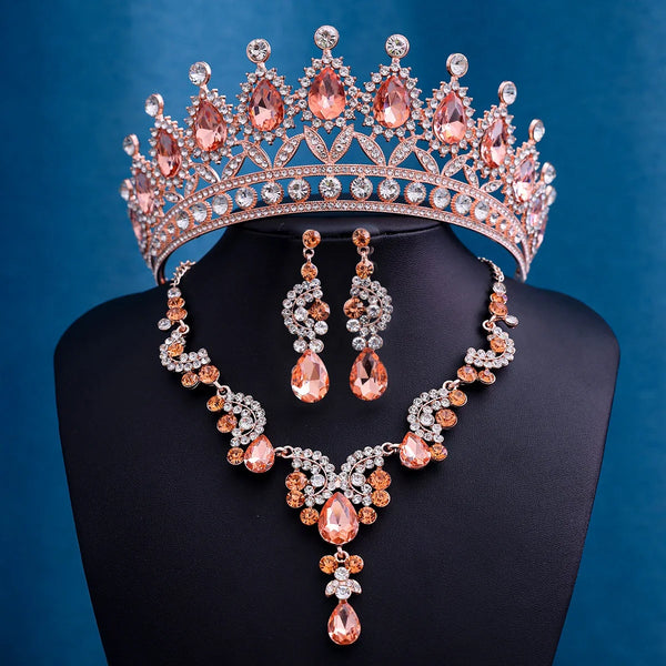 Crown Necklace Earring Jewelry Set Gift