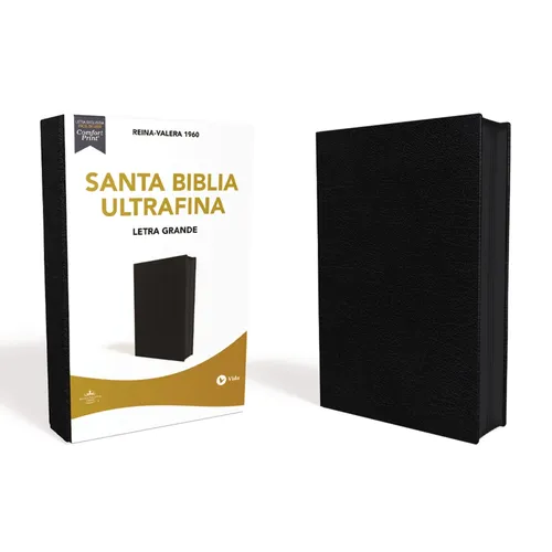 Rvr60, Santa Biblia, Letra Grande, Piel Fabricada, Negro, Con Cierre, Palabras de Jesus En Rojo, Comfort Print - Leather