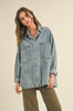 Washed Snap Button Denim Shacket