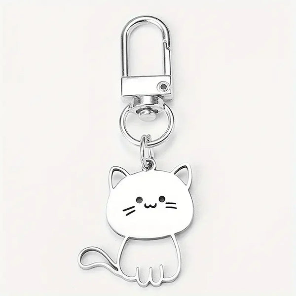 Silvery Cat Kawaii Keychain